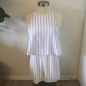 Black and White Striped Romper
